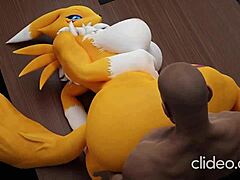 Big tit MILF Renamon gets her monster cock satisfied at work