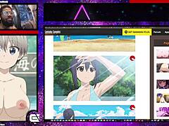 动画女孩Uzaki-chan展示她的大胸部和无毛的生殖器