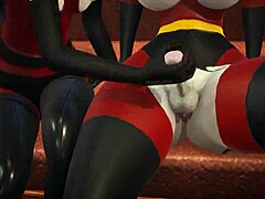 两个火辣的Futa宝贝在热辣的三人行中享受Violet Parr