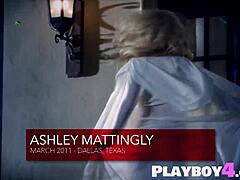 令人惊叹的金发熟女模特Ashley Mattingly穿着诱人的内衣展示她迷人的曲线