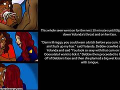 A young man has sex with his mature stepmother and curvy friends in a comic-themed video