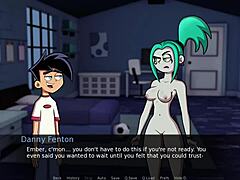 Dannyphantom,一个迷人的红发漫画美女,在 Amity Park 与一个男人发生了暴力行为